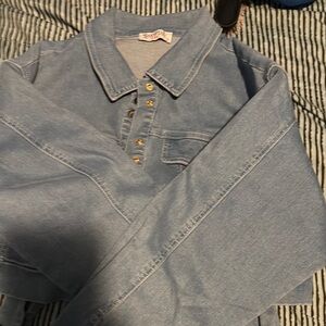 Denim Button-Up Dress with Belt